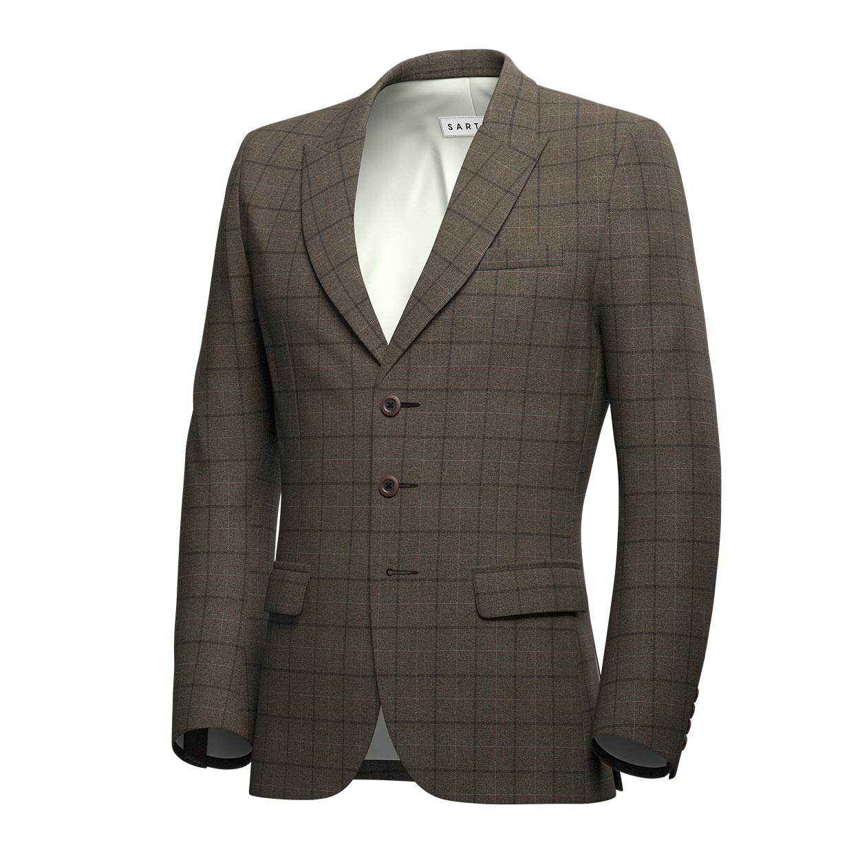 Montauk Cedar Brown Flannel Windowpane Jacket - SARTORO