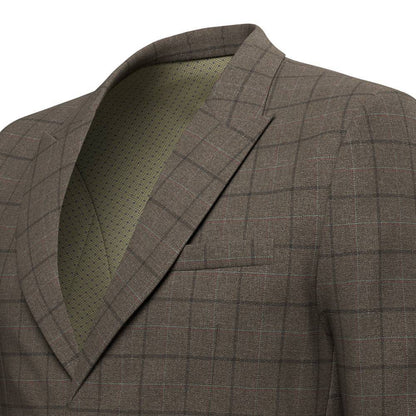 Montauk Cedar Brown Flannel Windowpane Jacket - SARTORO