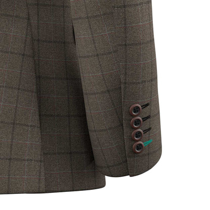 Montauk Cedar Brown Flannel Windowpane Suit - SARTORO
