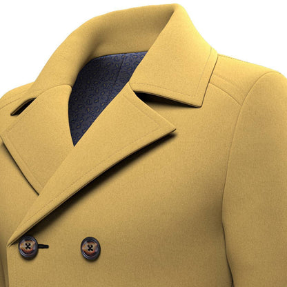 Mustard Wool Peacoat - SARTORO