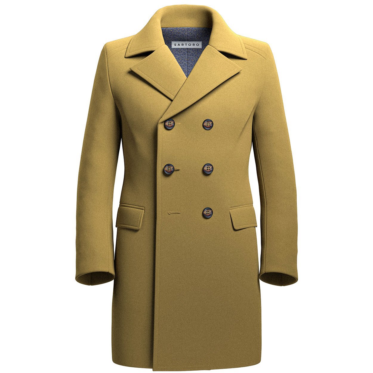 Mustard Wool Peacoat - SARTORO