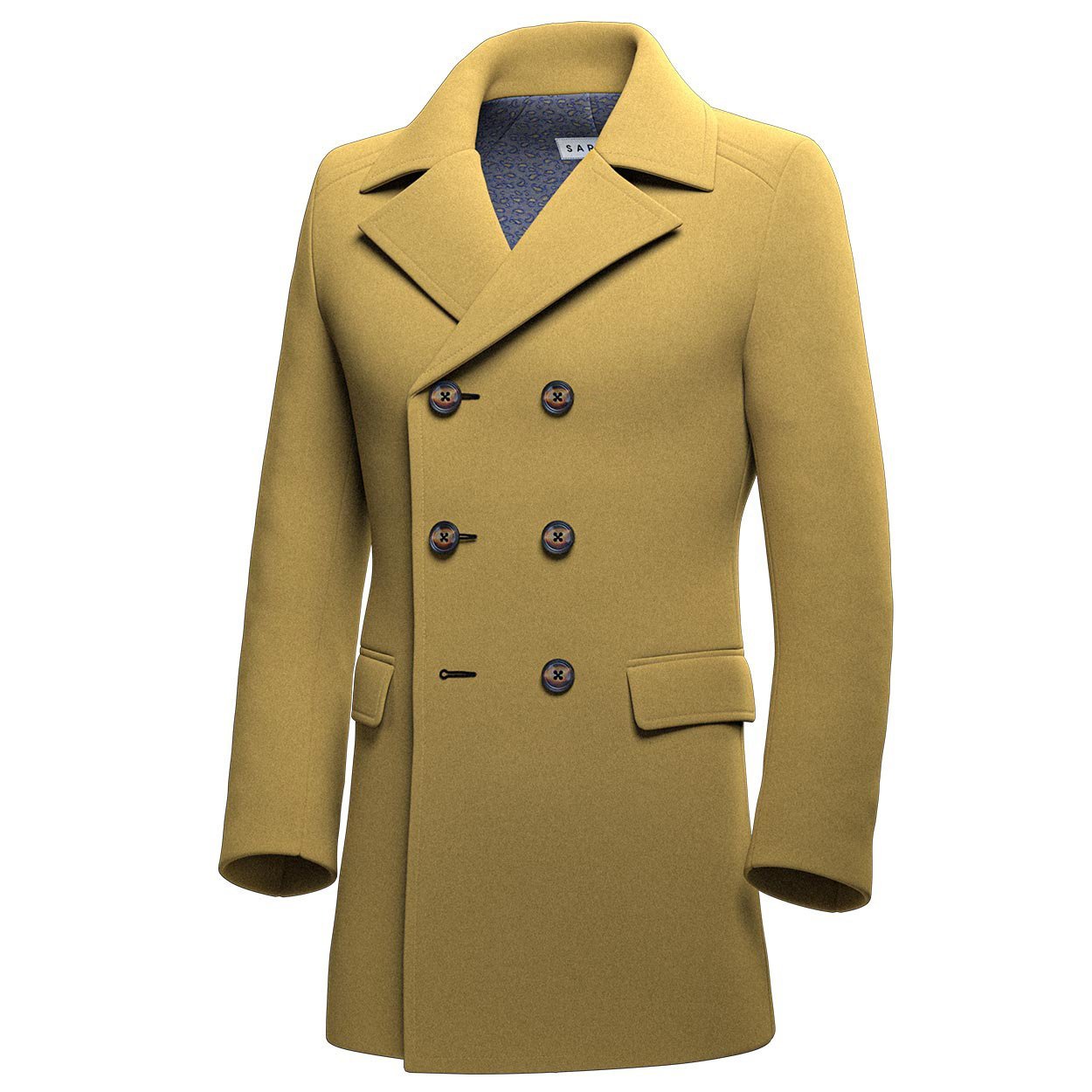 Mustard Wool Peacoat - SARTORO