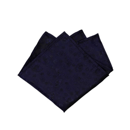 Navy & Black Paisley Floral Pocket Square - SARTORO
