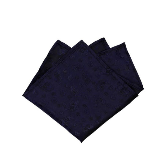 Navy & Black Paisley Floral Pocket Square - SARTORO