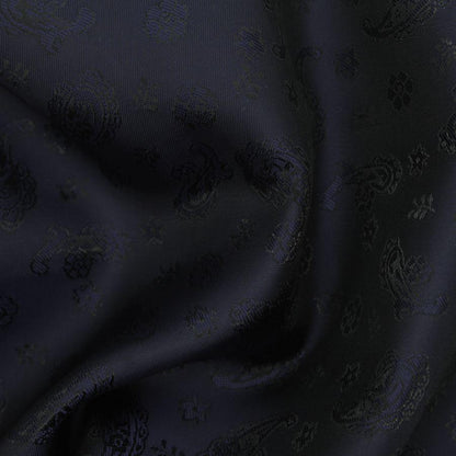 Navy & Black Paisley Floral Pocket Square - SARTORO