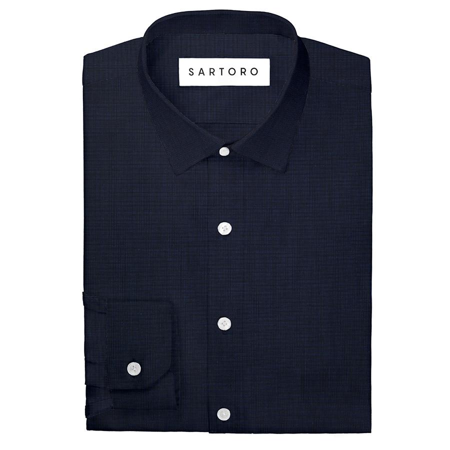 Navy End On End Shirt - SARTORO