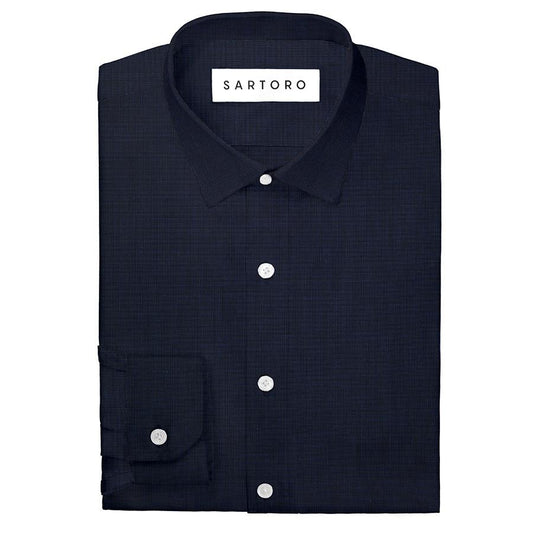 Navy End On End Shirt - SARTORO