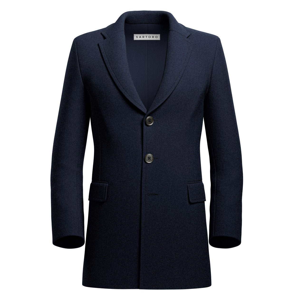 Navy Wool Coat - SARTORO