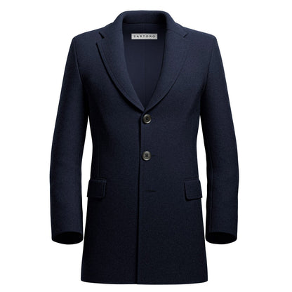 Navy Wool Coat - SARTORO