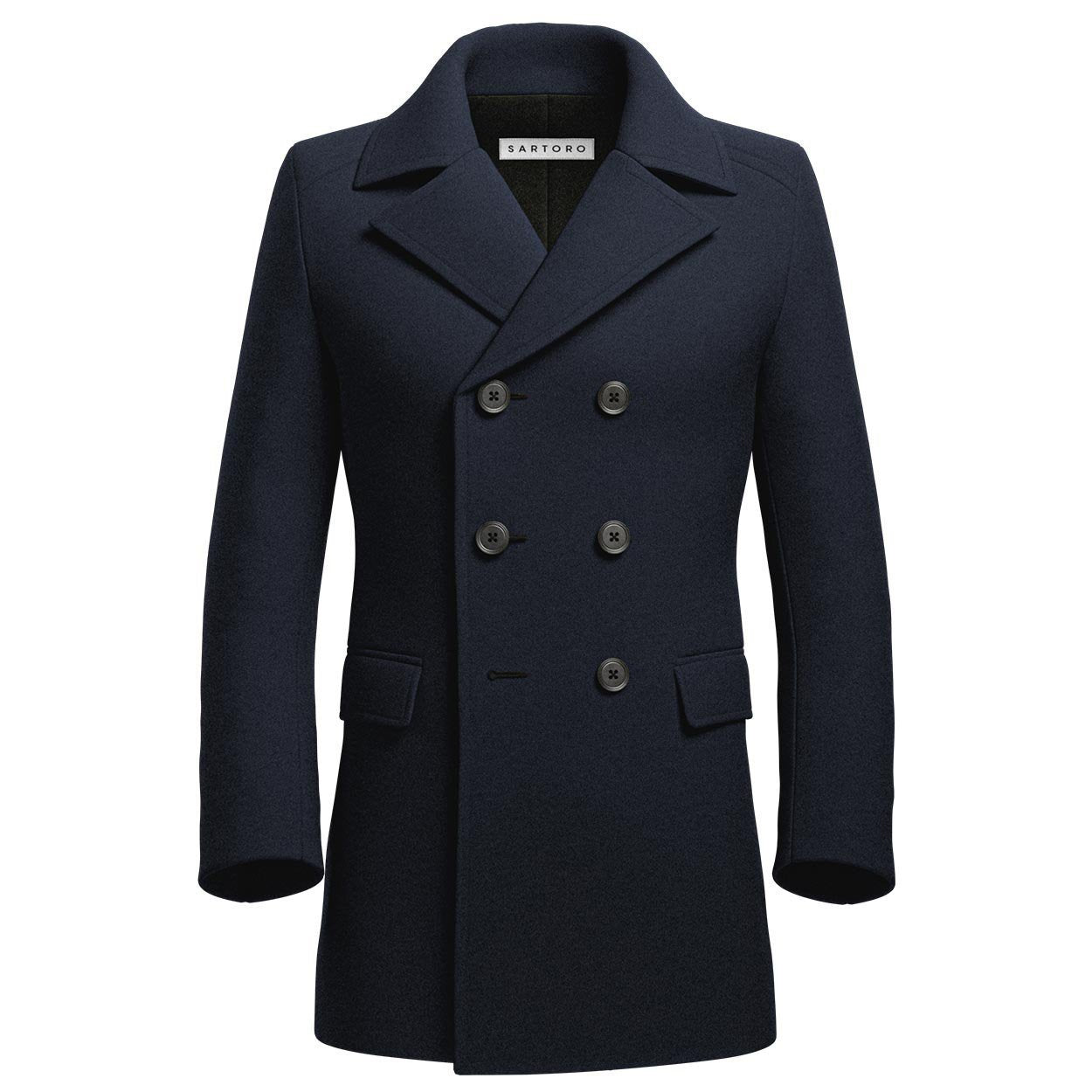 Navy Wool Peacoat - SARTORO
