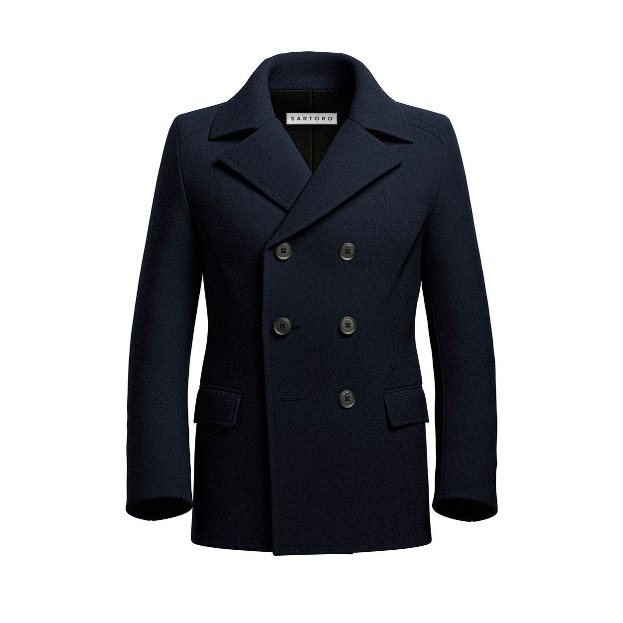 Navy Wool Peacoat - SARTORO