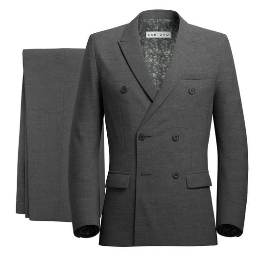 Penn Grey Charcoal Crosshatch Suit - SARTORO