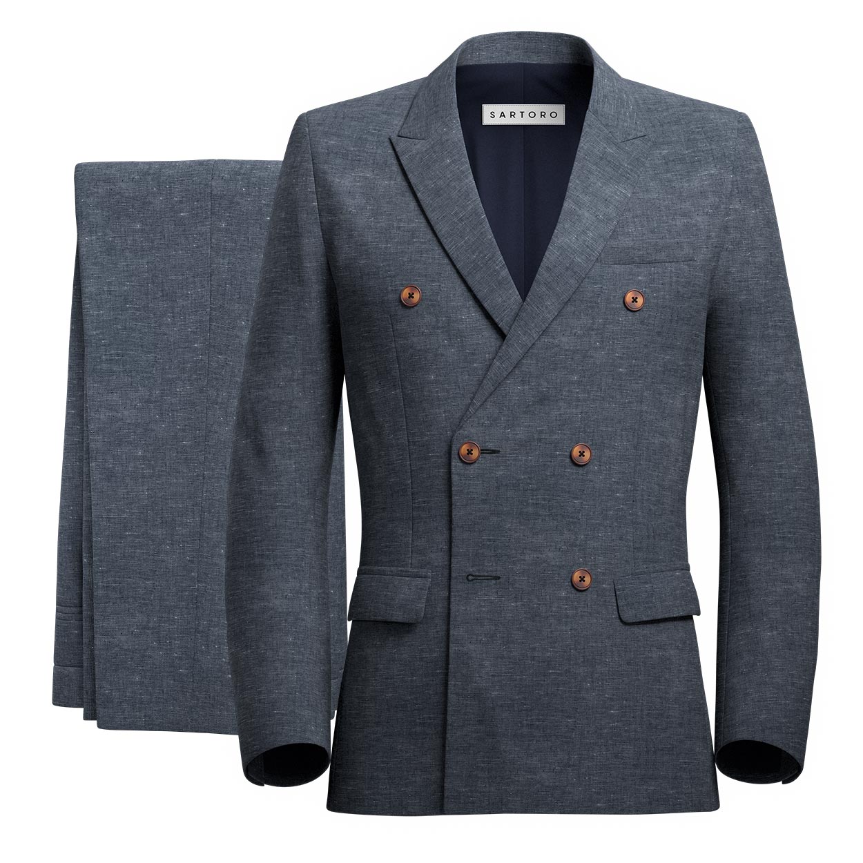 Penn Stone Blue Linen Suit - SARTORO