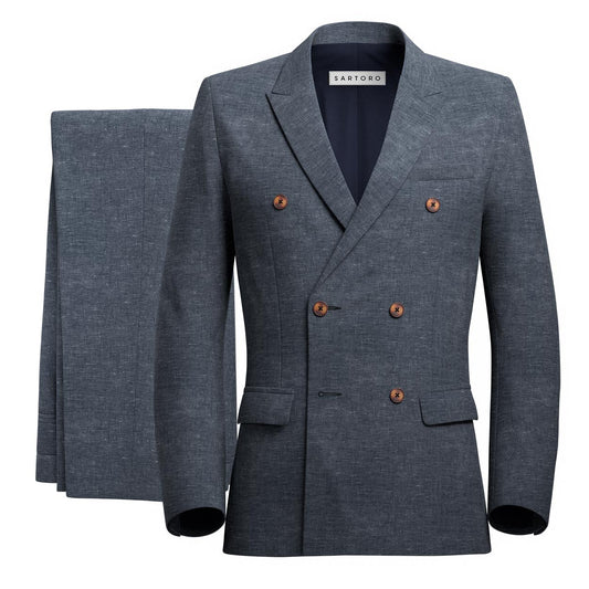 Penn Stone Blue Linen Suit - SARTORO