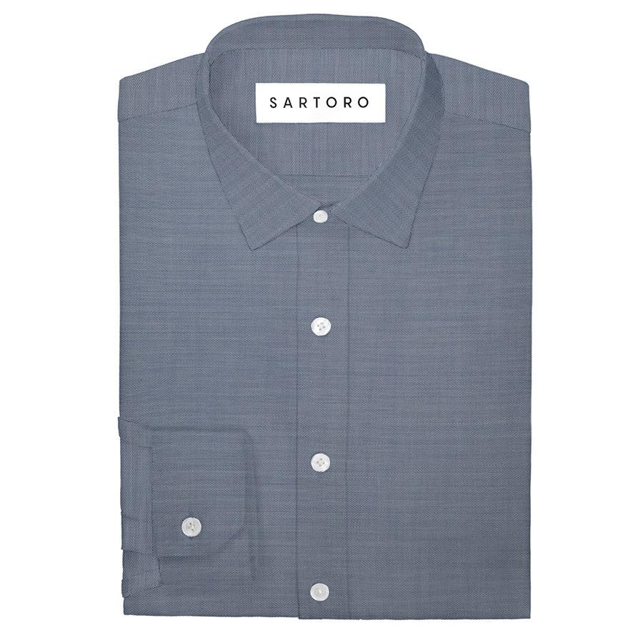 Periwinkle Herringbone Shirt - SARTORO
