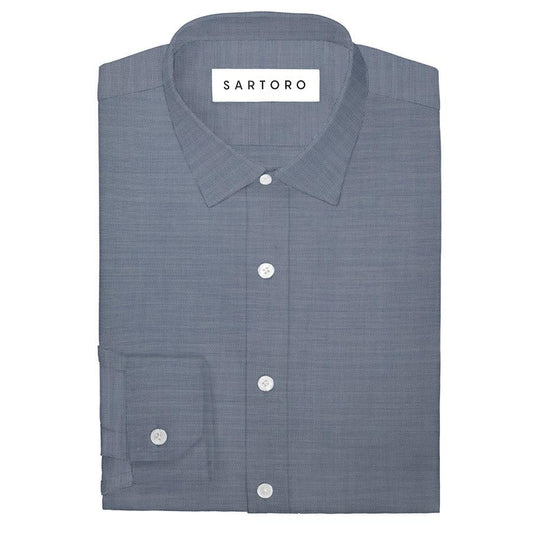 Periwinkle Herringbone Shirt - SARTORO