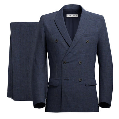 Waverly Blue Houndstooth Linen Suit - SARTORO